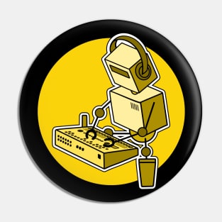 Robot Playing Drum Machine (pocket size print) Pin