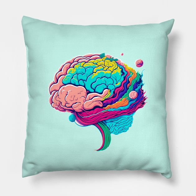 Brainbow - Brain with rainbow colors Pillow by AnAzArt