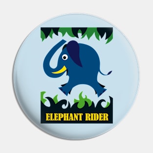 Elephant Rider Cartoon Pin