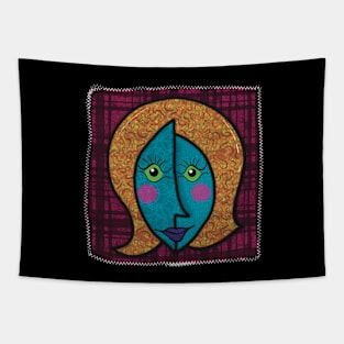 Quirky Face Woman Tapestry