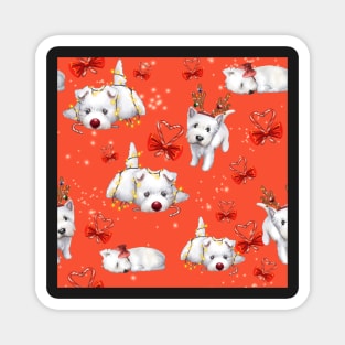 Christmas Westies red pattern Magnet