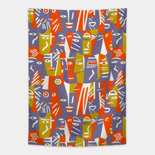 Cubist ethnic faces Tapestry