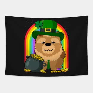 Chow Chow Rainbow Irish Clover St Patrick Day Dog Gift design Tapestry