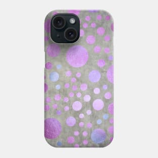 Abstract Blue and Violet Gold Polka Dots over Metallic Surface Phone Case