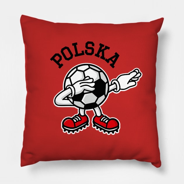 Poland Polska dab dabbing soccer football Pillow by LaundryFactory