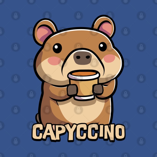 Capyccino! Cute Capybara Coffee Cartoon by Cute And Punny