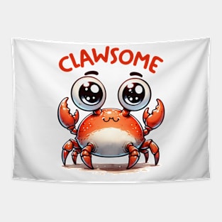 CLAWSOME CRAB Funny Quote Hilarious Animal Food Pun Sayings Humor Gift Tapestry