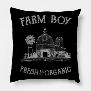 Farm Boy Fresh & Organic, Vintage/Retro Design Pillow