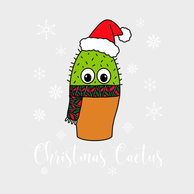 Christmas Cactus - Cute Cactus With Christmas Scarf by DreamCactus