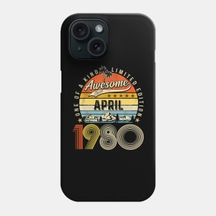 Awesome Since April 1980 Vintage 43rd Birthday Phone Case