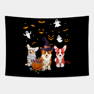 Funny Three Corgi Halloween Gift Tapestry