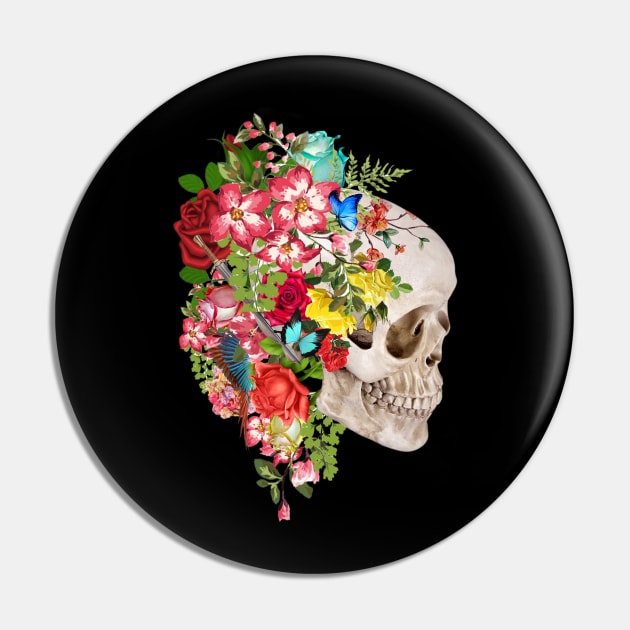 skull floral Pin by MARK ASHKENAZI