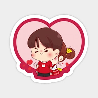 Girl and Boy hugging with love - Cute lovers Magnet