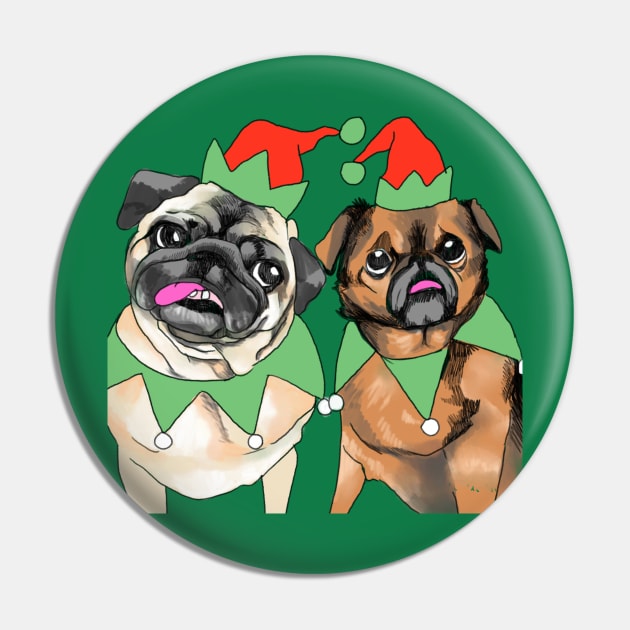 Pug Xmas elves Pin by MightyFam