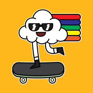 Cool Cloud Riding A Skateboard T-Shirt