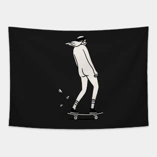 Hipster Skateboarder 2 - Digital Drawing - B&W Tapestry