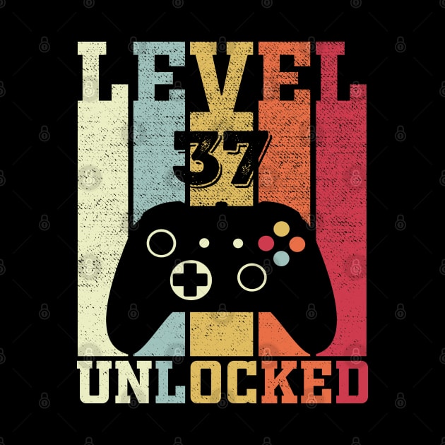 Level 37 Unlocked Funny Video Gamer 37th Birthday Gift by DragonTees