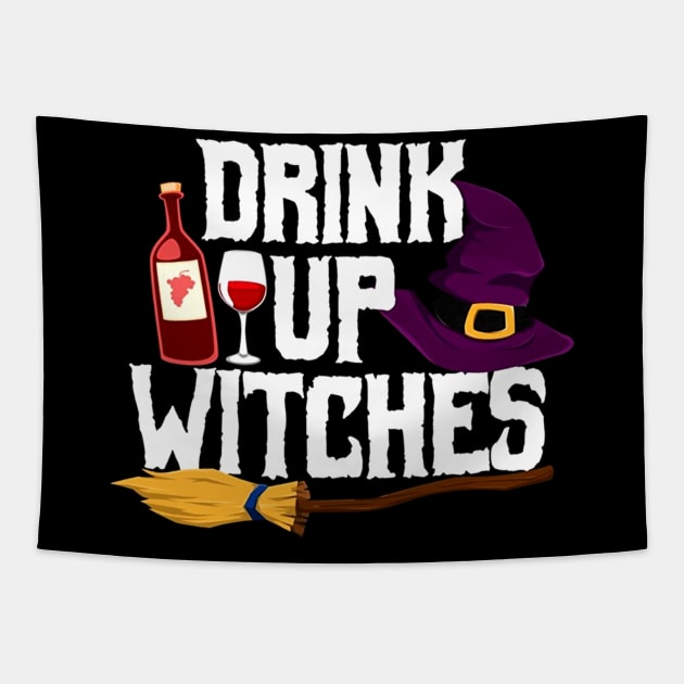 Drink Up Witches Funny Halloween Tapestry by klausgaiser