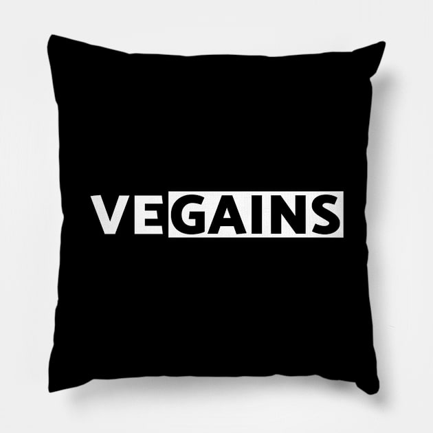 Vegains Vegan Gains Pillow by Vegan Gym Power