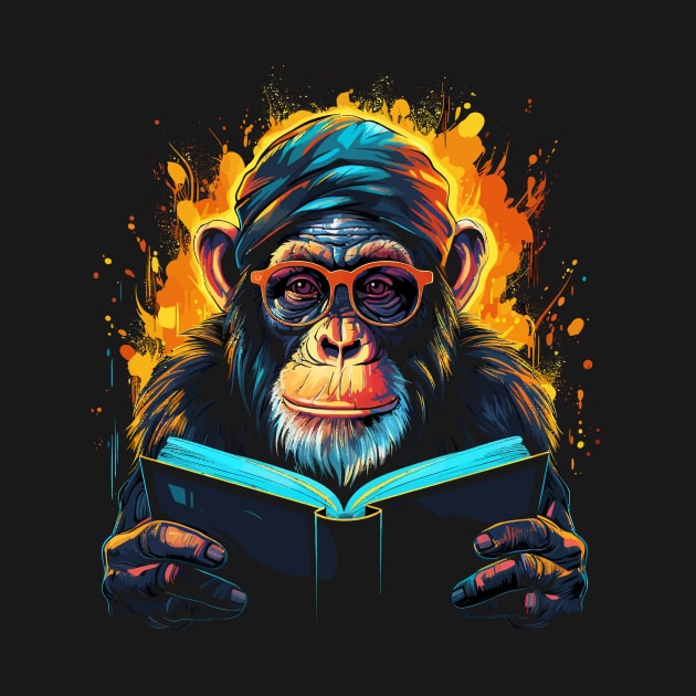 Chimpanzee Reads Book by JH Mart