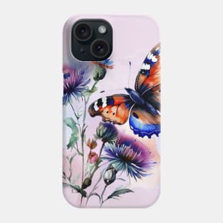 Watercolor Burretfly on a Thistle Phone Case