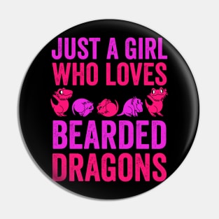 Just A Girl Who Loves Bearded Dragons Pin