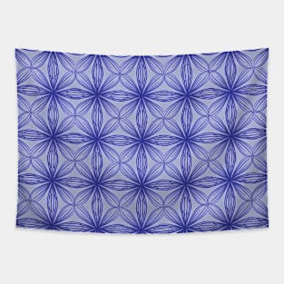 Blue Floral Pattern Tapestry