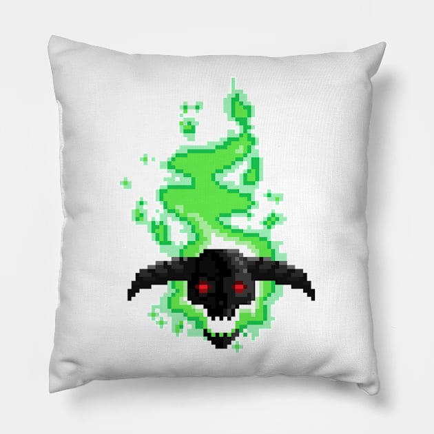 flaming 8-bit skull t-shirt:D Pillow by ControllerGeek