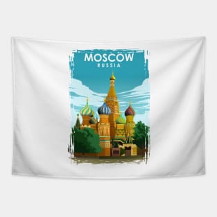 Moscow Russia Vintage Minimal Travel Poster Tapestry