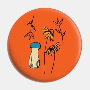 Floral and Mushroom Pin