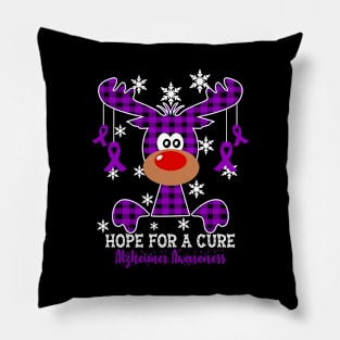 Reindeer Hope For A Cure Alzheimer Awareness Christmas Pillow