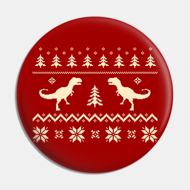 Merry Christmas Ugly Sweater Dinosaurs Pin by Closeddoor