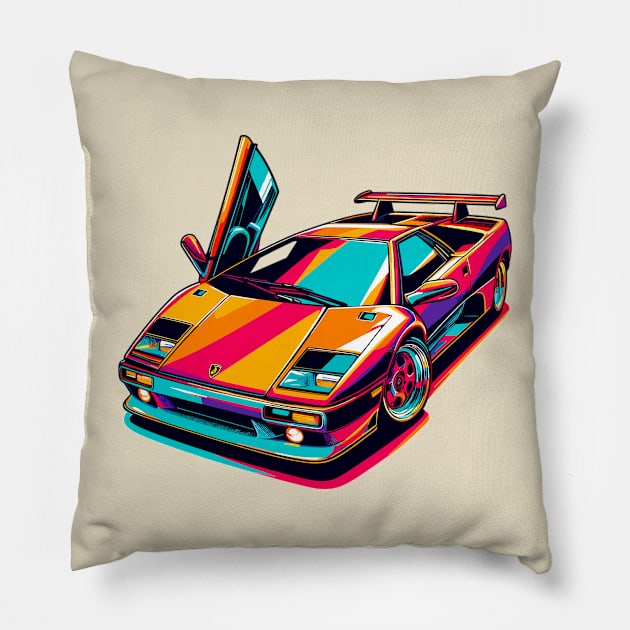 Lamborghini Diablo Pillow by Vehicles-Art