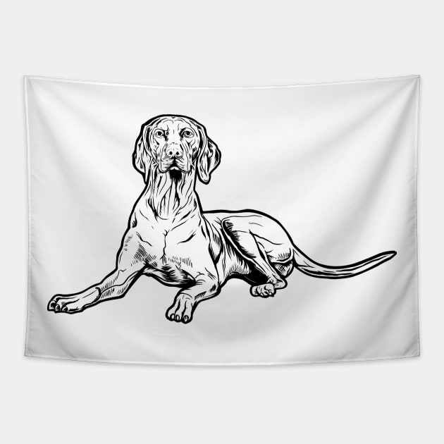 Line drawing - Magyar Vizsla Tapestry by Modern Medieval Design