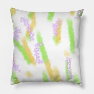 Green yellow watercolor lines art Pillow