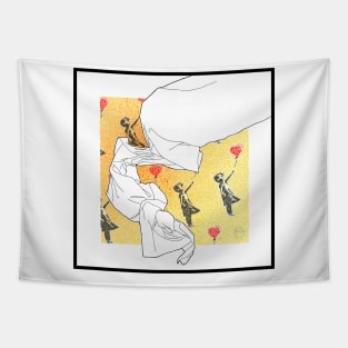 Banksy Girl With Balloon Circle Design Tapestry