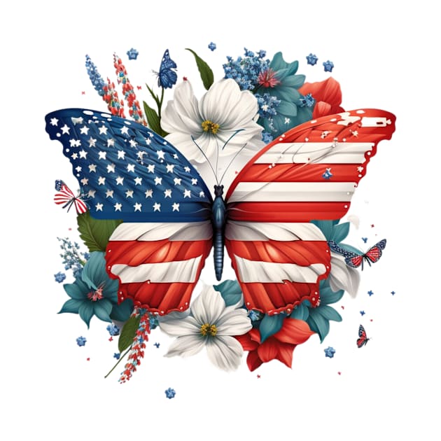 Patriotic Butterfly, 4th of July Design by PaperMoonGifts