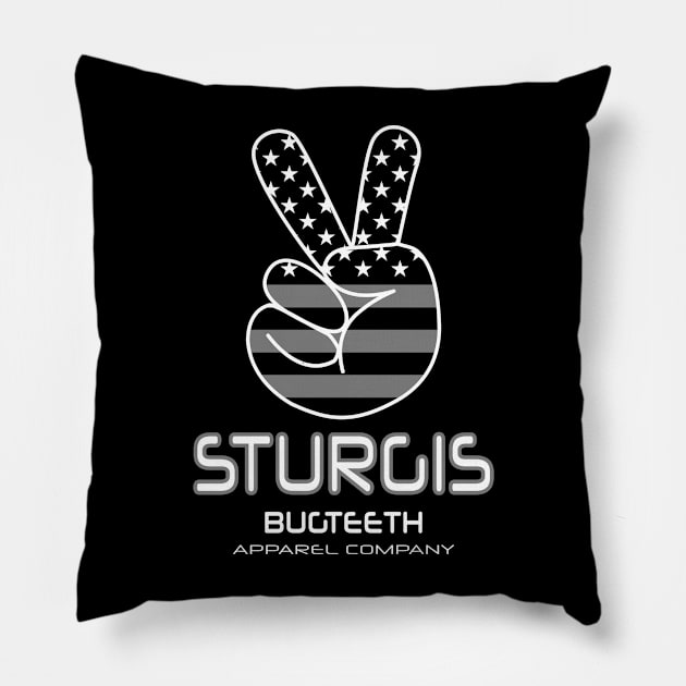 Sturgis Two Wheels Down Pillow by Bugteeth