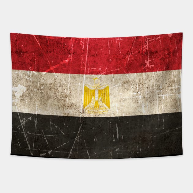 Vintage Aged and Scratched Egyptian Flag Tapestry by jeffbartels