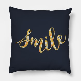 Smile - Yellow Floral Pillow