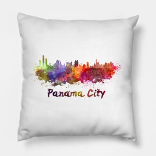 Panama city skyline in watercolor Pillow