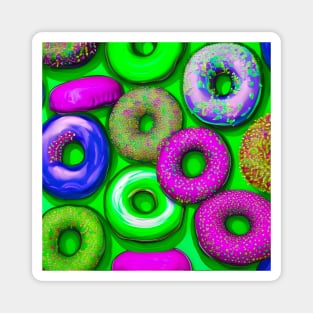 Colorful Donuts Green Magnet
