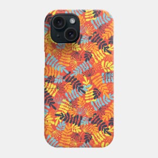 Leave Silhouettes blue, orange, yellow on red Phone Case