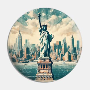 The Statue of liberty New York Abstract Cityscape Pin