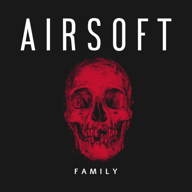 Airsoft Family - Red Skull by Airsoft_Family_Tees