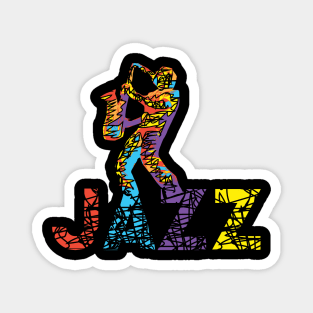 Modern Jazz Theme Design with Sax Player Magnet