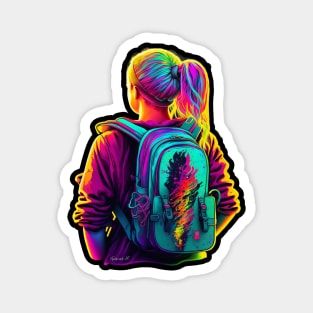 Girl with a backpack design #13 Magnet