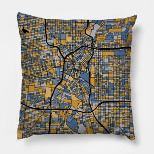 San Antonio Map Pattern in Blue & Gold Pillow