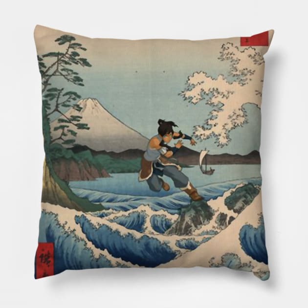 The Great Katara Off Kanagawa Pillow by kancreg