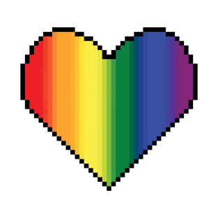 inclusive Pride LGBTQ Rainbow flag heart pixel art T-Shirt